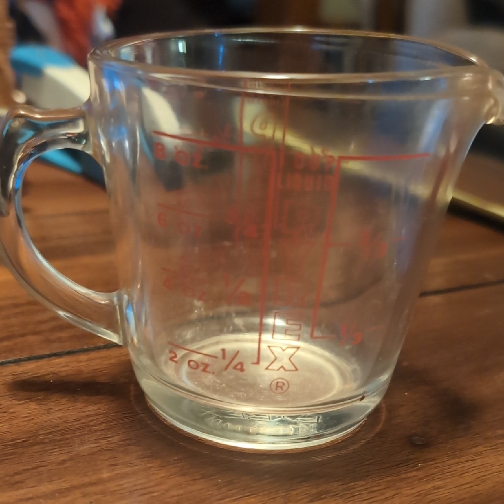 Pyrex Clear Glass Cup with Red Markings